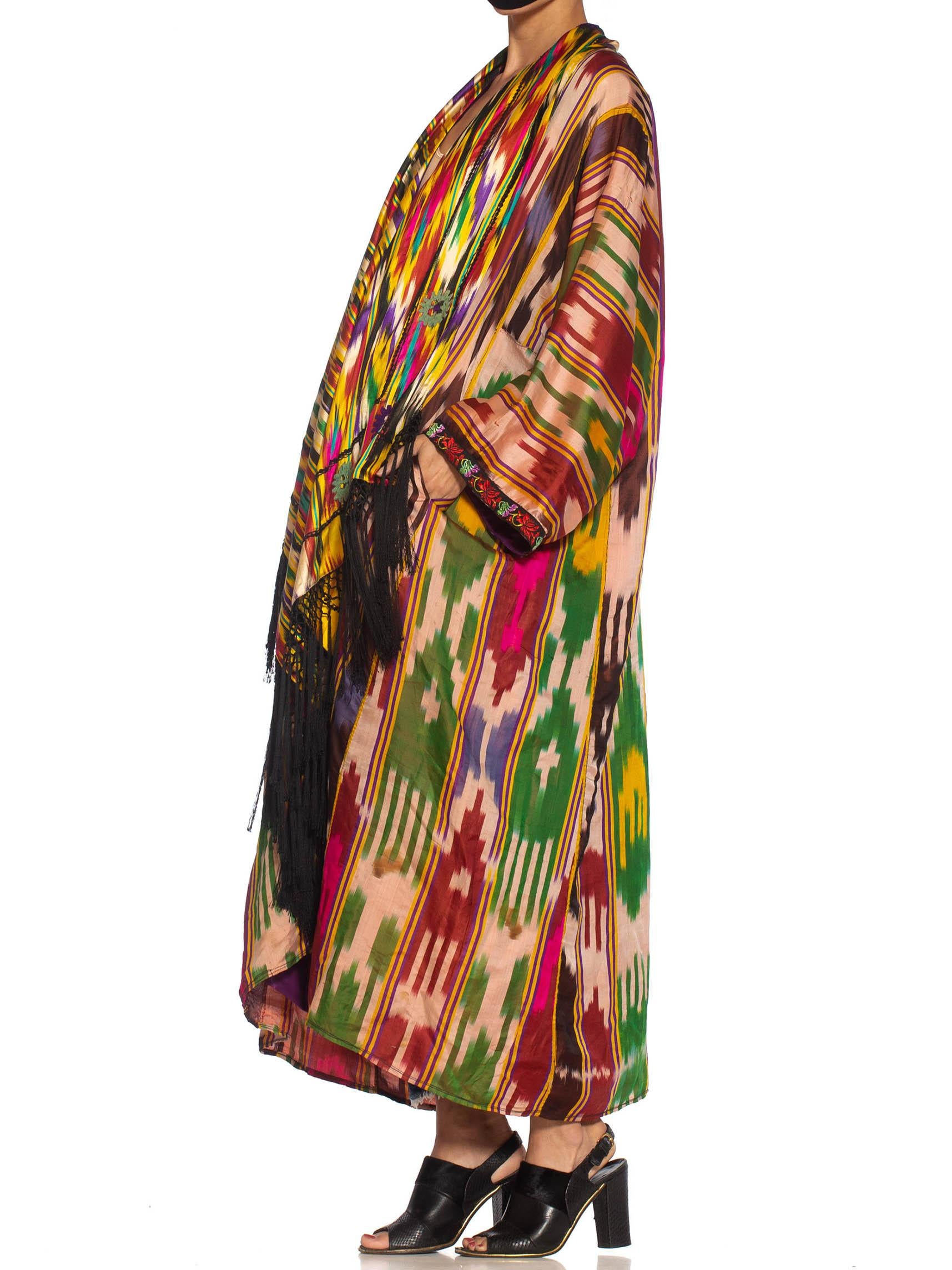 MORPHEW COLLECTION Multicolor Silk Ikat Oversized Duster With Fringe 5