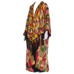 MORPHEW COLLECTION Multicolor Silk Ikat Oversized Duster With Fringe