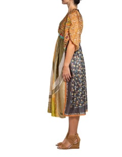 MORPHEW COLLECTION Multicolor Silk Virgo Empire Waist Dress Made From Vintage L
