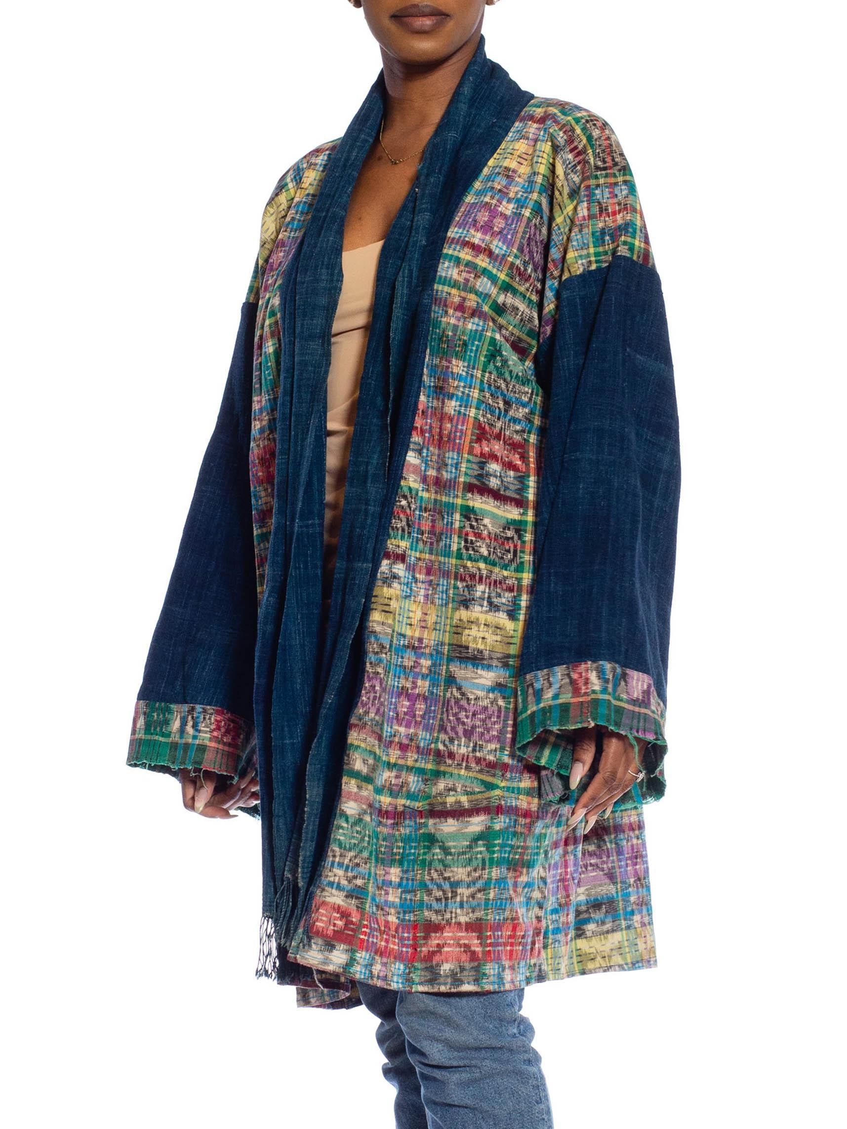 MORPHEW COLLECTION Navy Blue Multi African Cotton & Hand-Woven Guatemalan Ikat  For Sale 5
