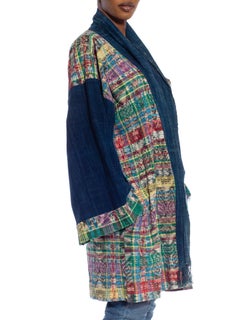 MORPHEW COLLECTION Blu Navy Multi Cotone africano e Ikat guatemalteco tessuto a mano