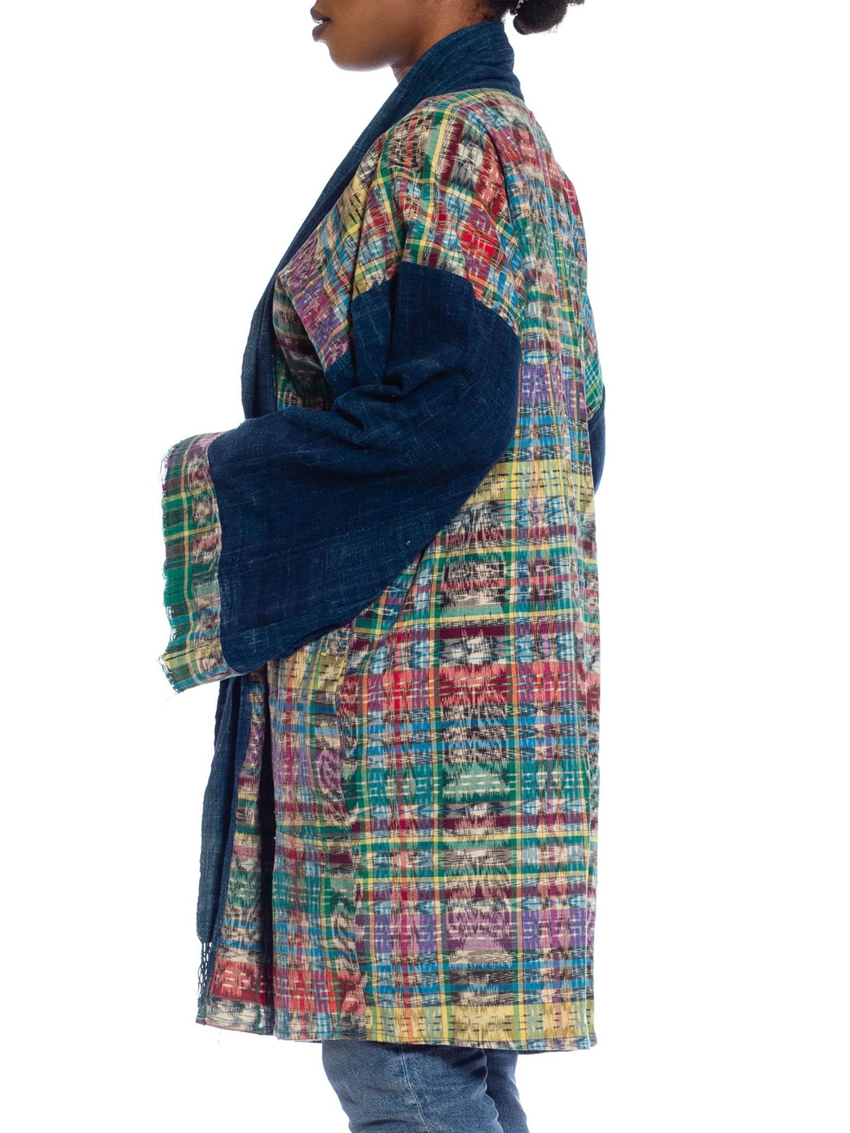 MORPHEW COLLECTION Navy Blue Multi African Cotton & Hand-Woven Guatemalan Ikat  For Sale 3
