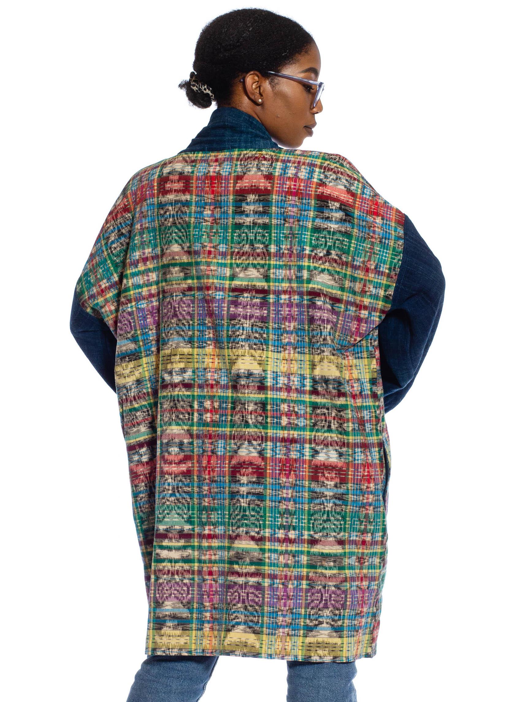 MORPHEW COLLECTION Navy Blue Multi African Cotton & Hand-Woven Guatemalan Ikat  For Sale 4