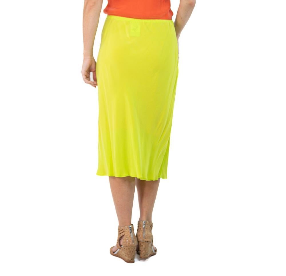 Morphew Collection Neon Green Cold Rayon Bias Skirt Master Medium In Excellent Condition For Sale In New York, NY
