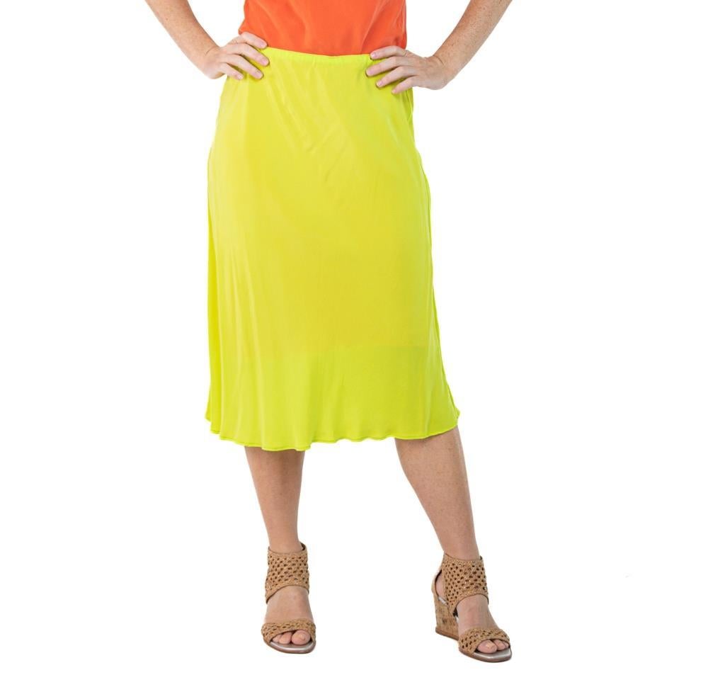 Morphew Collection Neon Green Cold Rayon Bias Skirt Master Medium For Sale 1