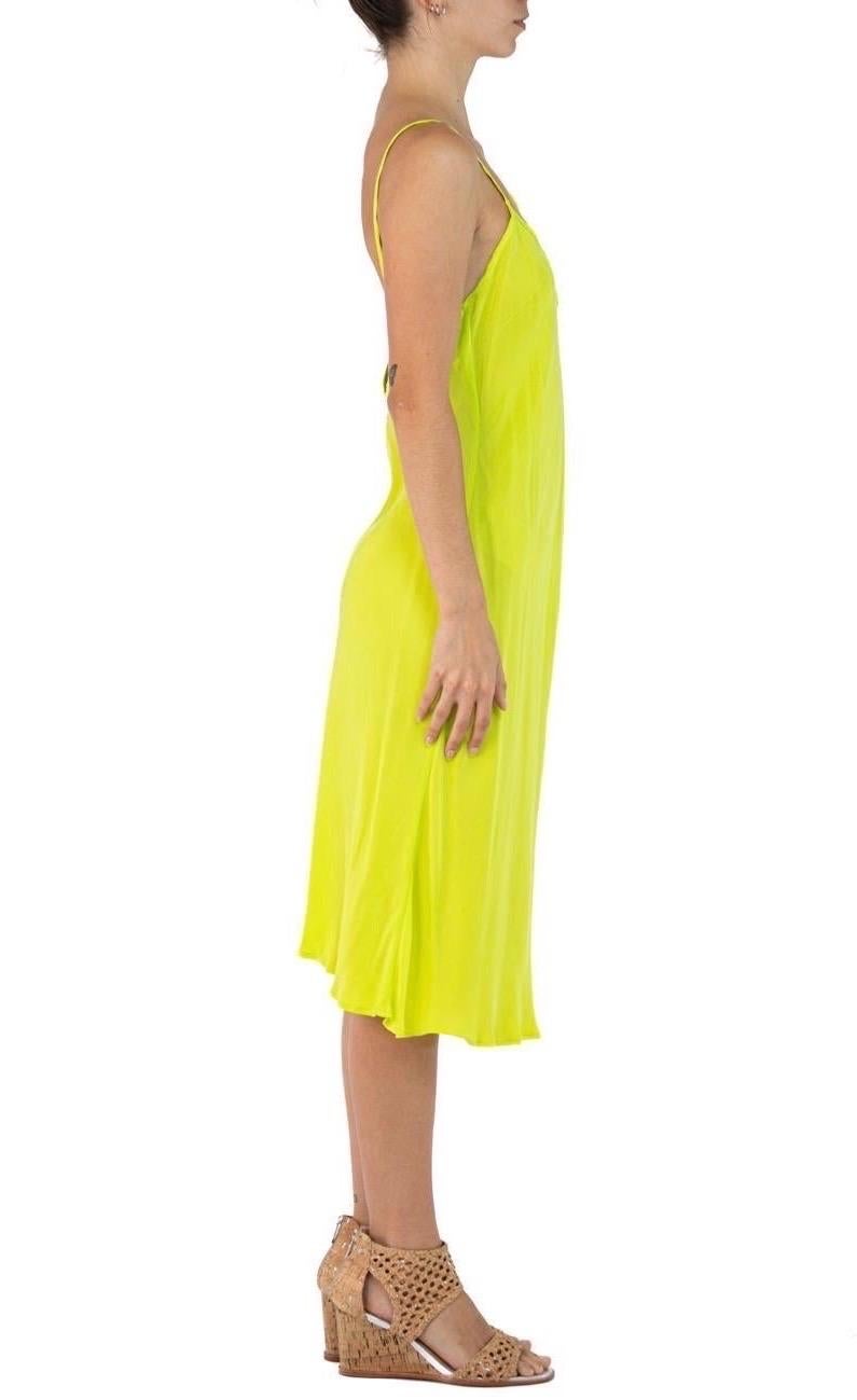 Women's Morphew Collection Neon Green Cold Rayon Bias  Slip Dress For Sale