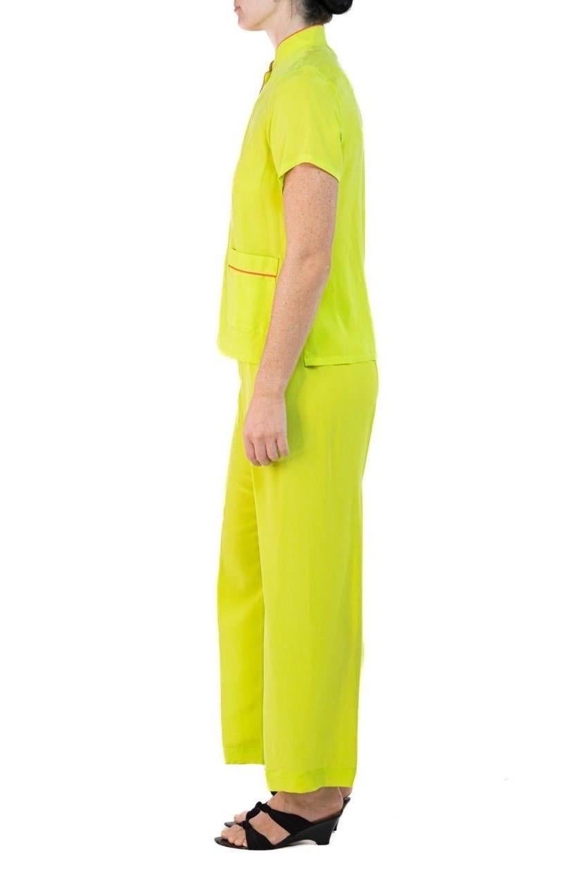 Morphew Collection Neon Green & Orange Trim Cold Rayon Bias Pajamas Master Medium
MORPHEW COLLECTION is made entirely by hand in our NYC Ateliér of rare antique materials sourced from around the globe. Our sustainable vintage materials represent