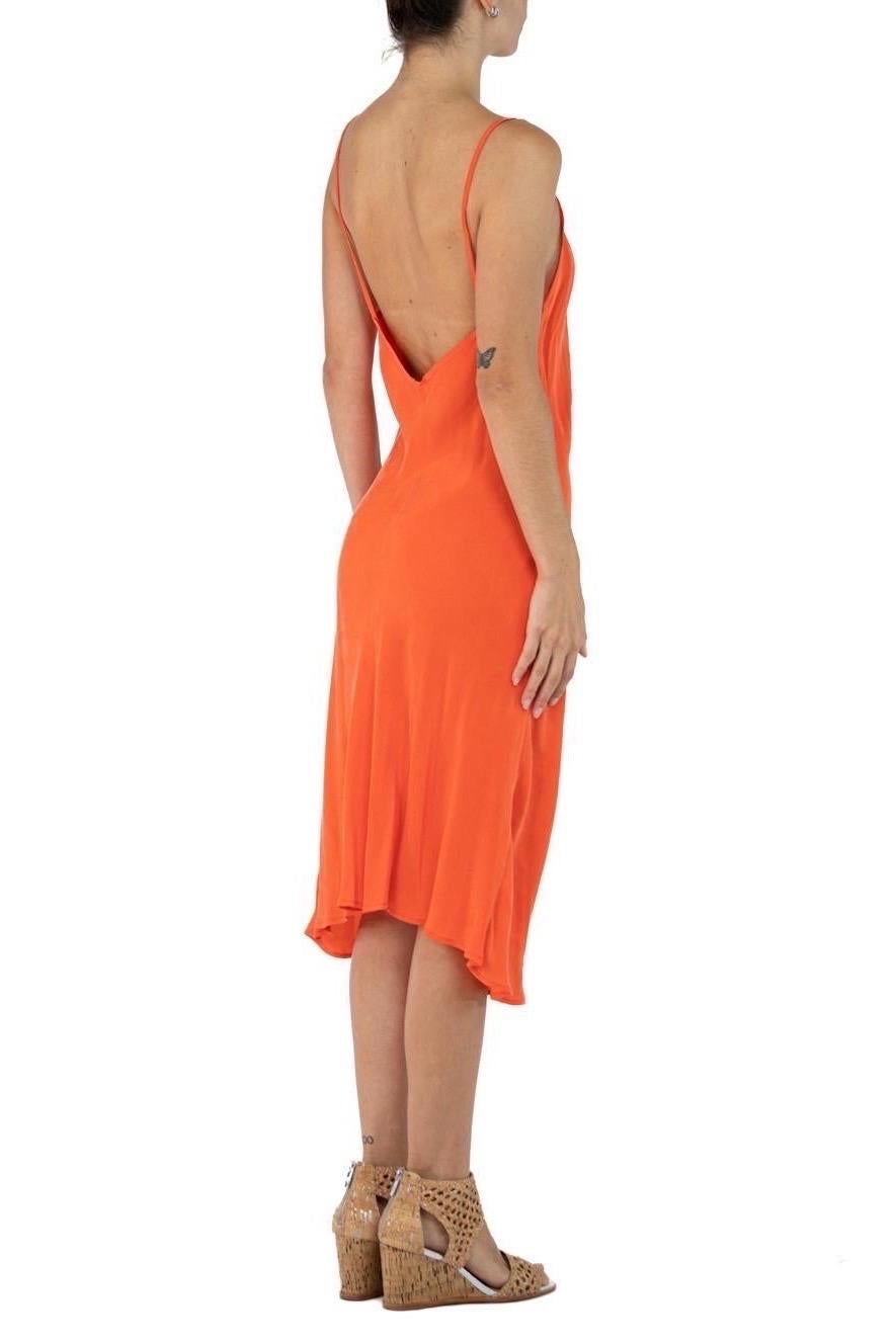 Morphew Collection Neon Orange Cold Rayon Bias Maxi Slip Dress Maxis For Sale 2