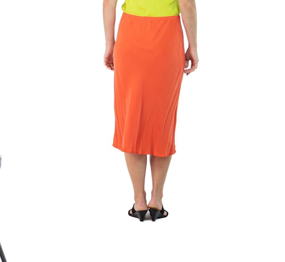 Morphew Collection Neon Orange Cold Rayon Bias Skirt Master Medium In Excellent Condition For Sale In New York, NY