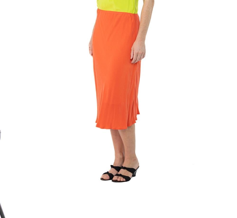 Women's Morphew Collection Neon Orange Cold Rayon Bias Skirt Master Medium For Sale