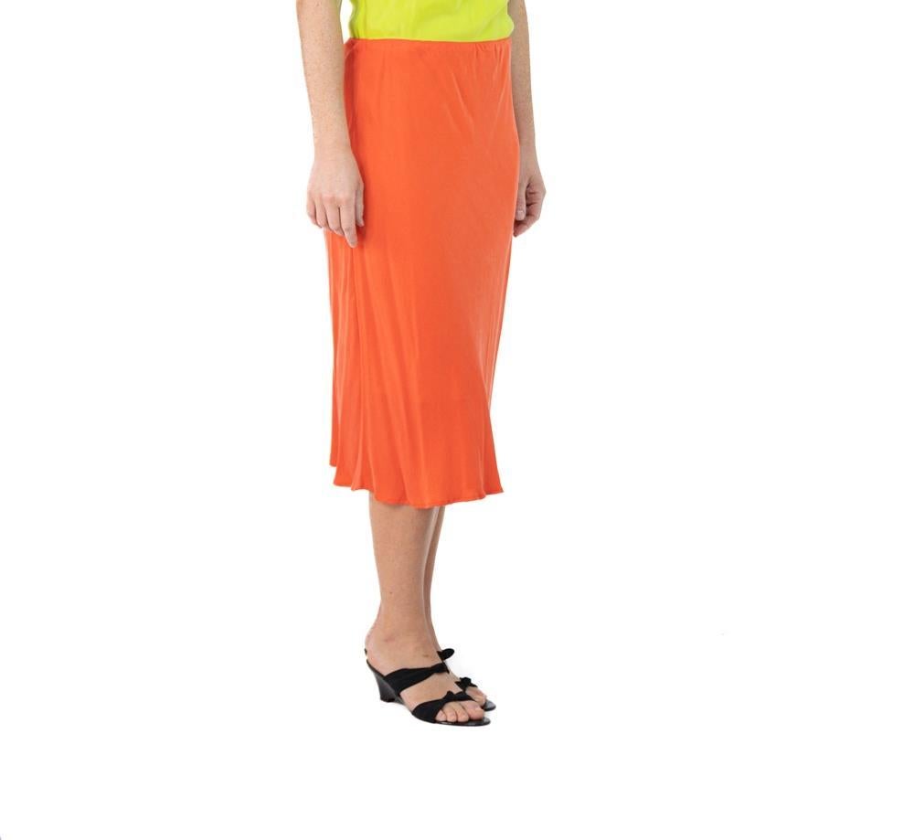 Morphew Collection Neon Orange Cold Rayon Bias Skirt Master Medium For Sale 1