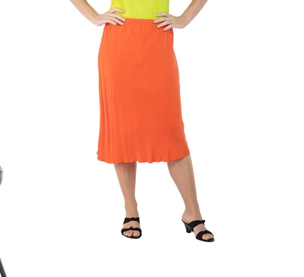 Morphew Collection Neon Orange Cold Rayon Bias Skirt Master Medium For Sale 2