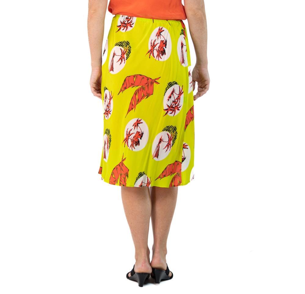 Women's Morphew Collection Neon Yellow & Orange Palm Tree Novelty Print Cold Rayon Bias For Sale