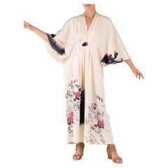 MORPHEW COLLECTION Off-White Ombré Floral Print Japanischer Kimono Seidenkaftan