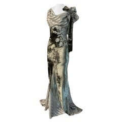 Morphew COLLECTION - Chiff a righe in velluto e raso verde oliva tagliato in sbieco in misto rayon.