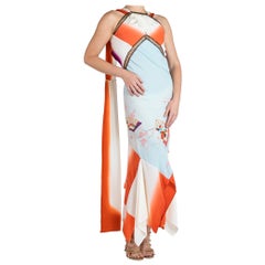 geisha dress MORPHEW COLLECTION Orange
Blue Bias Cut Japanese Kimono Silk Geisha Gown With