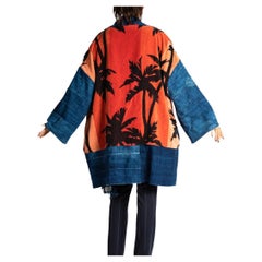 MORPHEW COLLECTION Orange Cotton Vintage Palm Trees Souvenir Jacket Length Dust