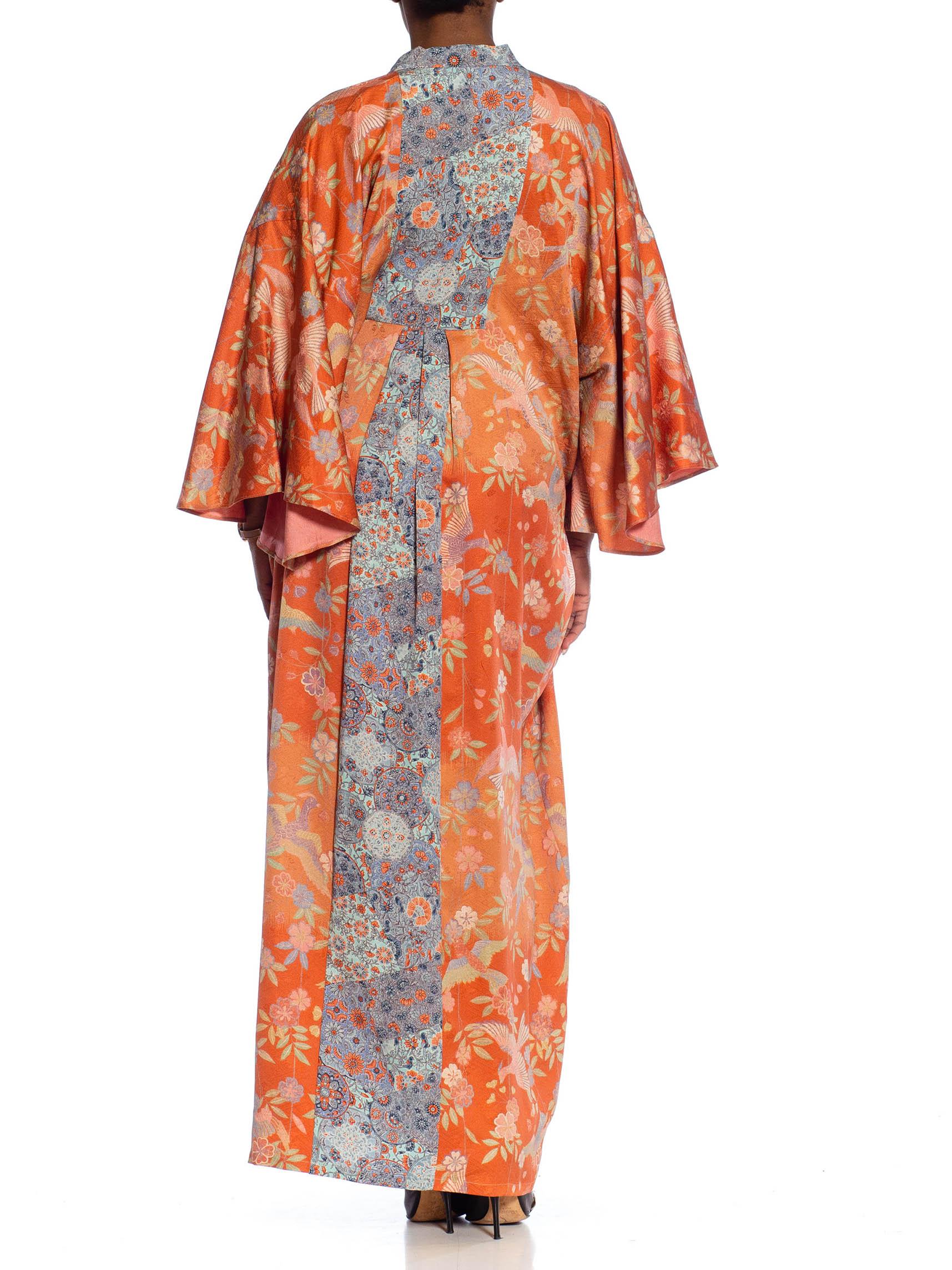 MORPHEW COLLECTION Orange Ombré Floral Japanese Kimono Silk Kaftan 3
