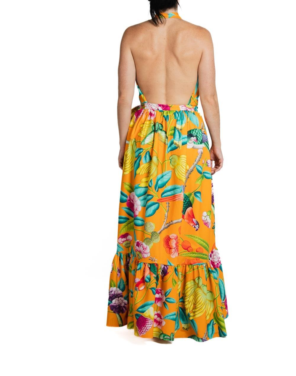 Morphew Kollektion Tropisches Kleid aus Baumwolle in Orange & Rosa Damen im Angebot