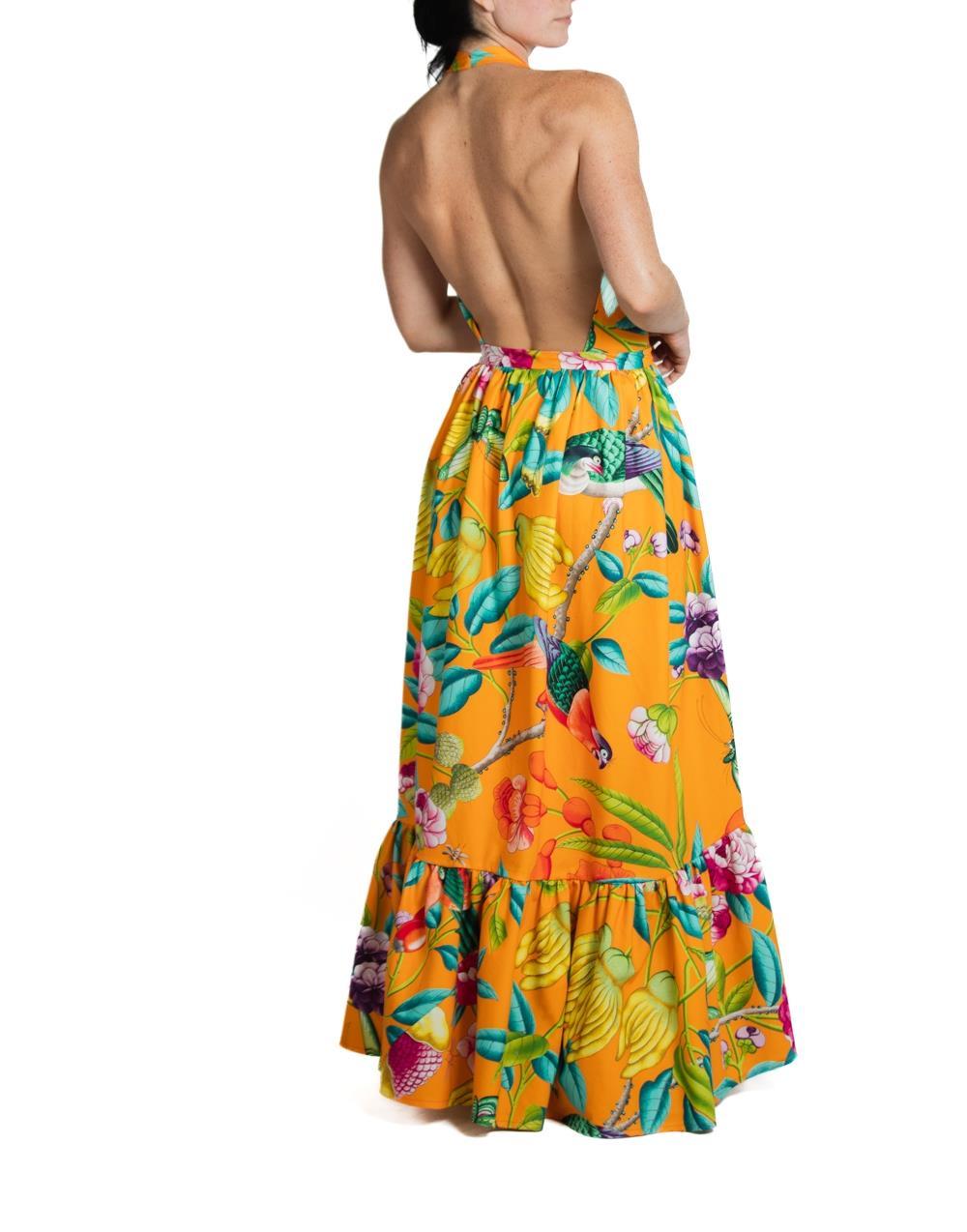 Morphew Kollektion Tropisches Kleid aus Baumwolle in Orange & Rosa im Angebot 2