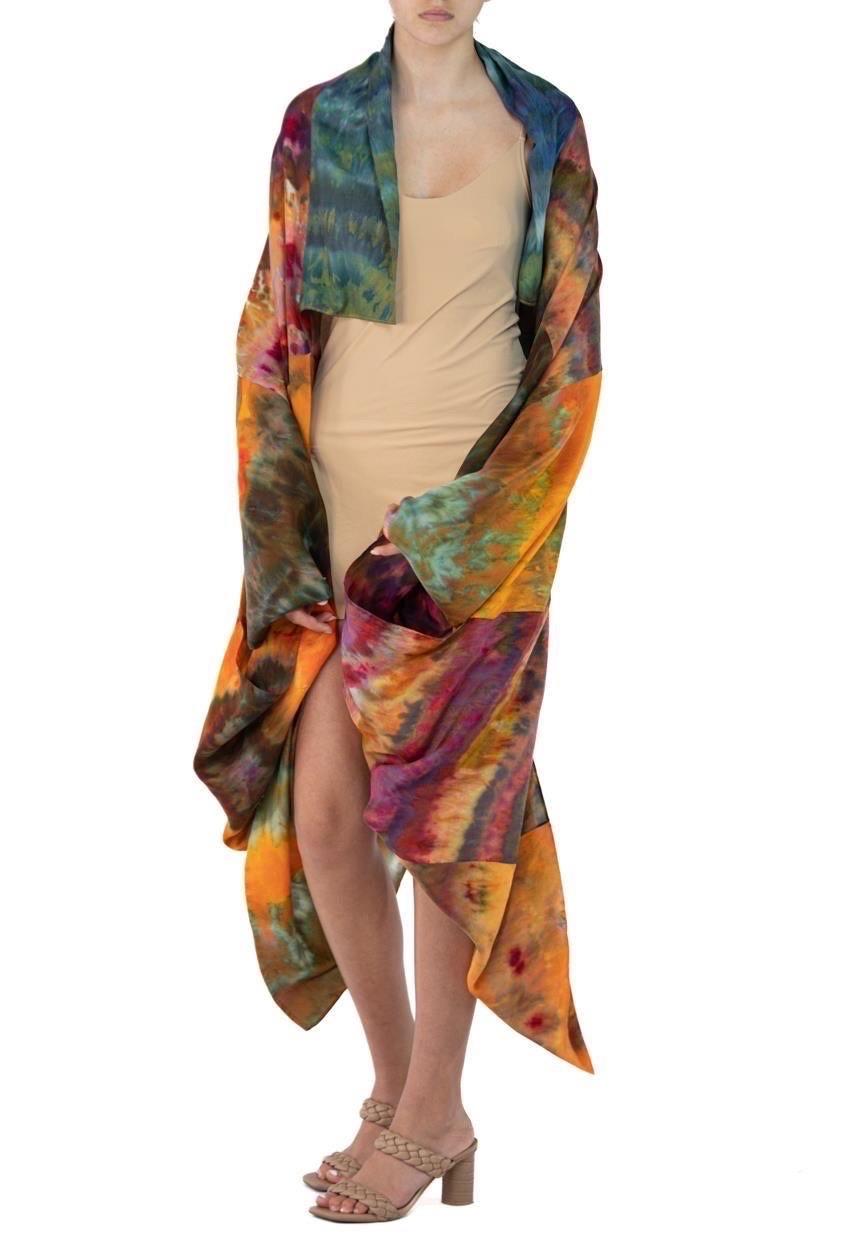 Women's or Men's Morphew Collection Orange, Purple & Green Silk Ice Dyed Cocoon For Sale