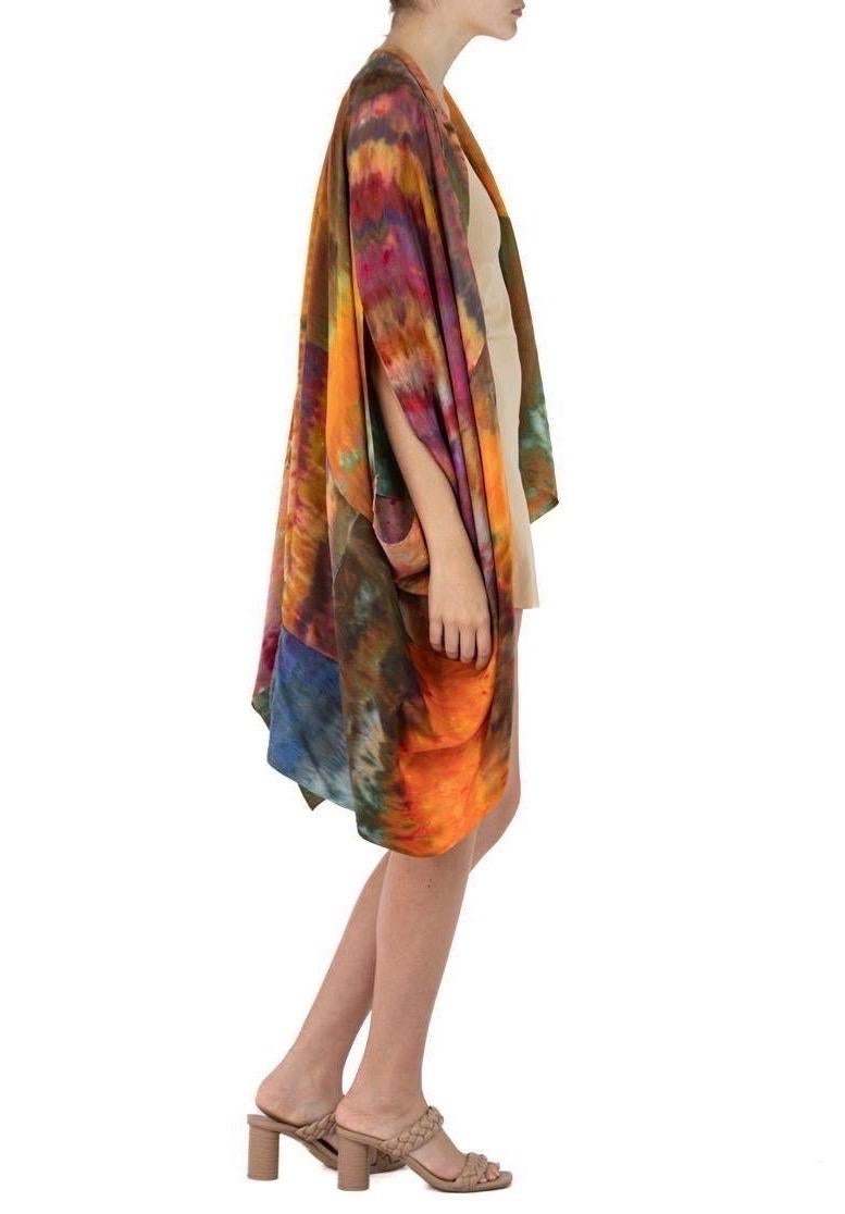 Morphew Collection Orange, Purple & Green Silk Ice Dyed Cocoon For Sale 1