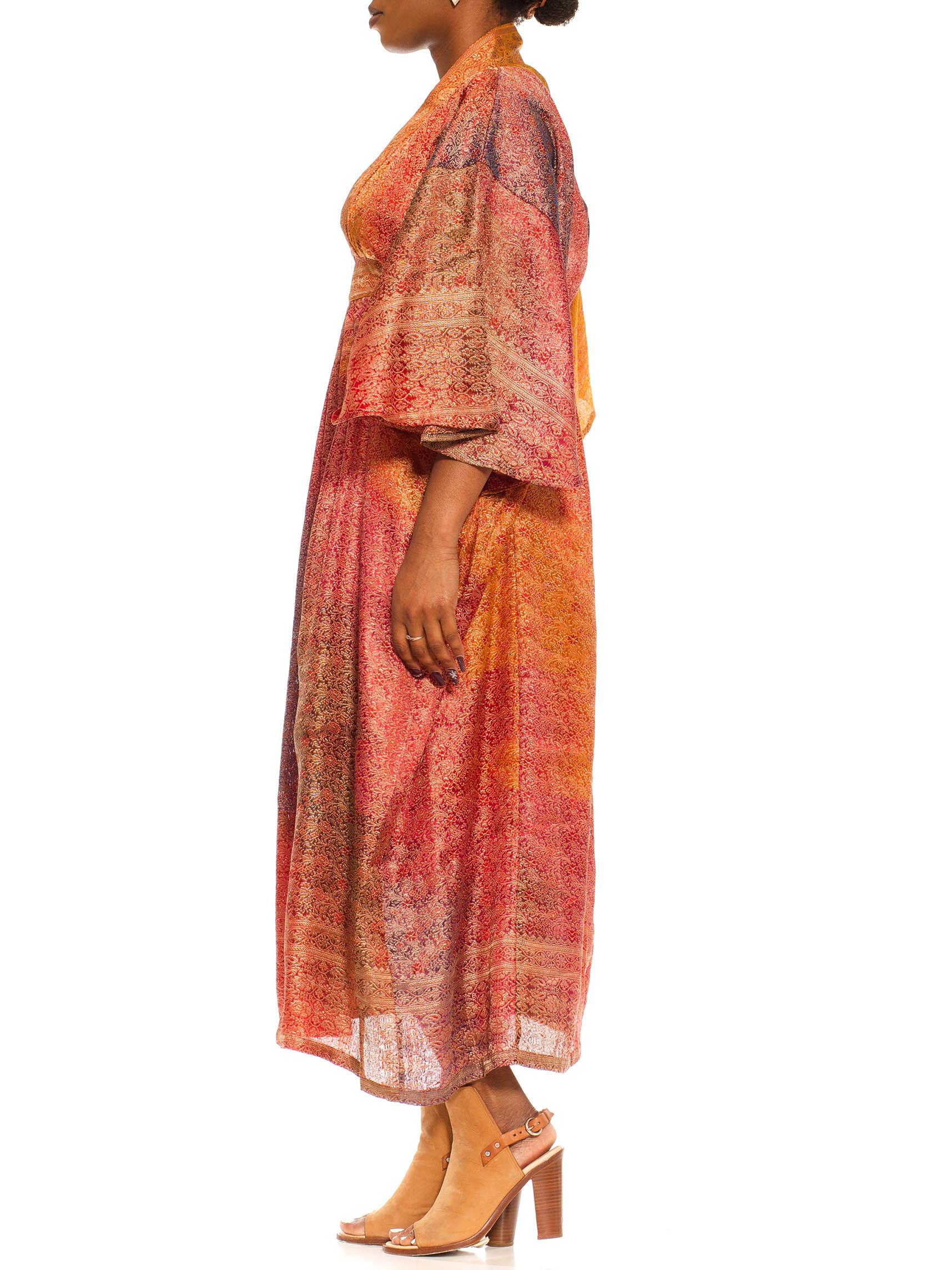 Morphew Collection Orange & Yellow Multicolor Metallic Gold Silk Kaftan Made From Vintage Saris
MORPHEW COLLECTION is made entirely by hand in our NYC Ateliér of rare antique materials sourced from around the globe. Our sustainable vintage materials