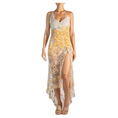 MORPHEW COLLECTION Organic Cotton Crochet Beige Dress With A Touch Of Orange