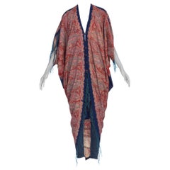 MORPHEW COLLECTION Paisley Wool Cocoon Duster Made From Victorian 1890S Fabric