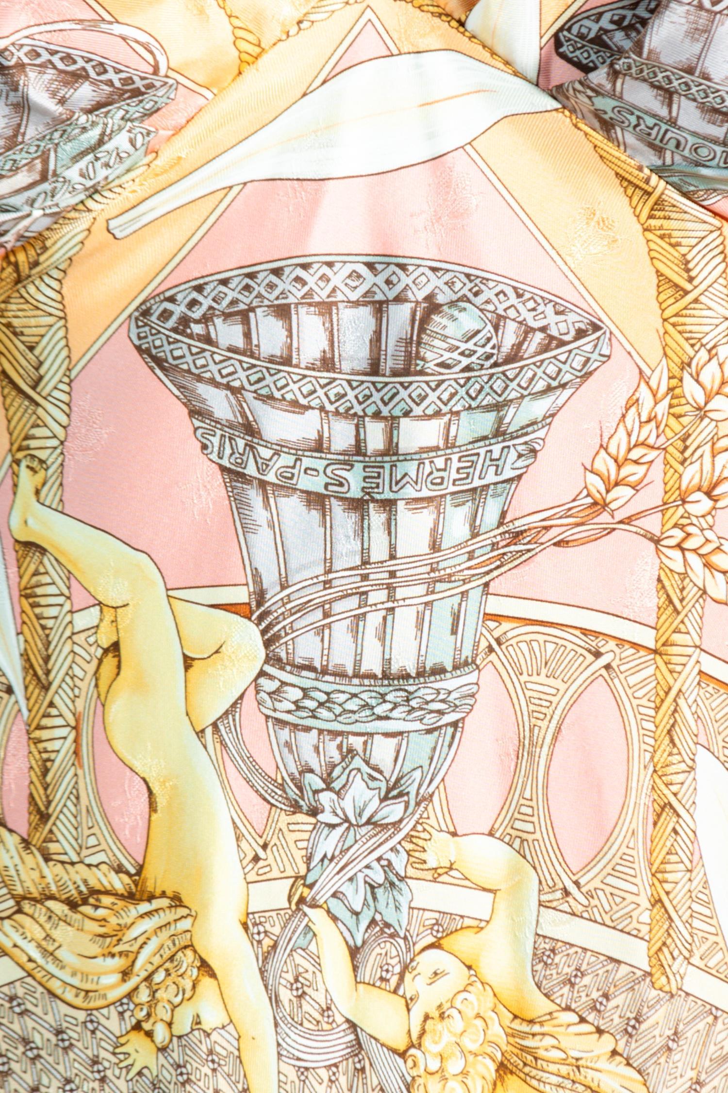 Morphew Collection Peach Silk Sea Shell Print Scarf Dress 4