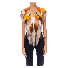 MORPHEW COLLECTION Phoenix Sunset Suede Fringe Feather Leather Cape