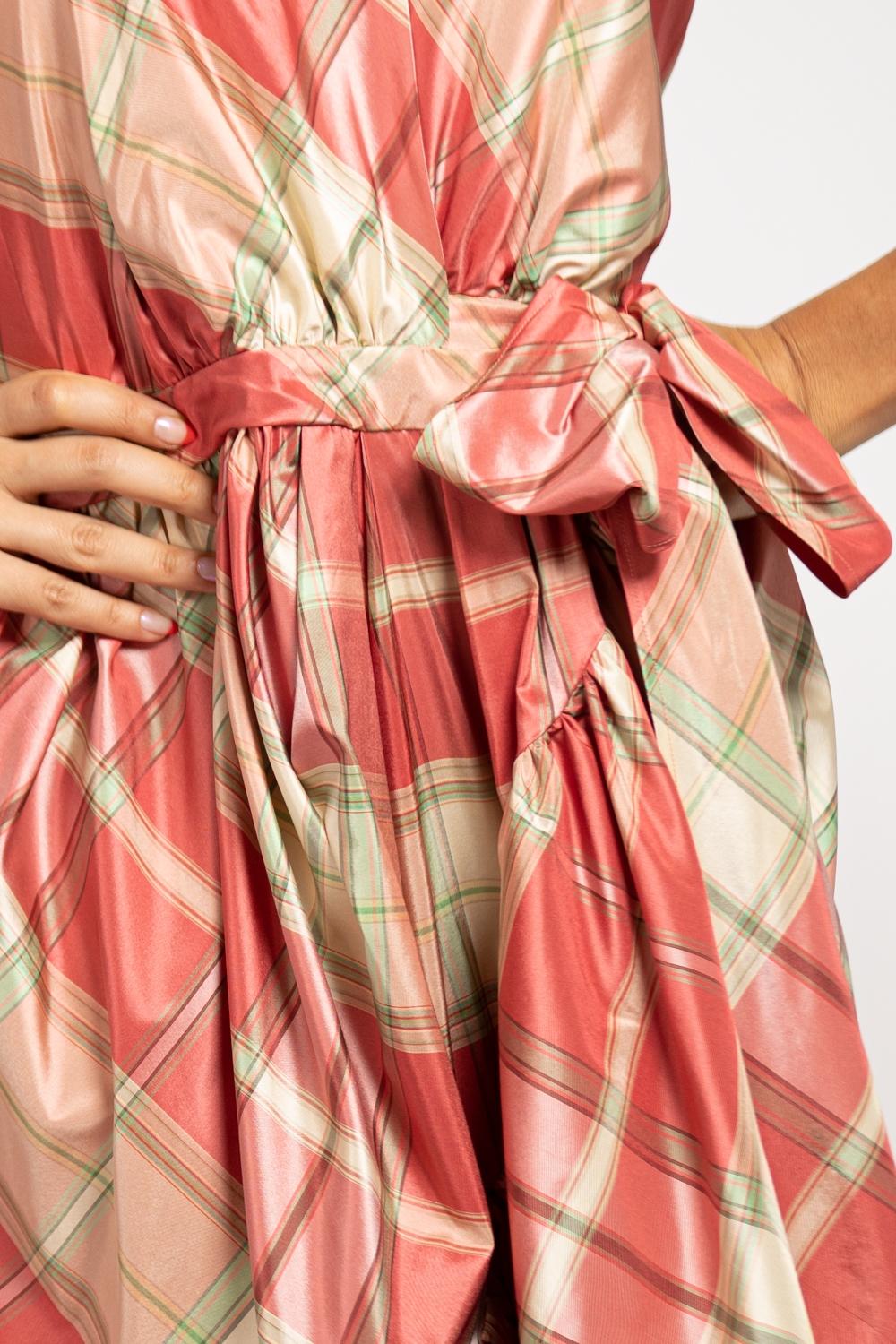 MORPHEW COLLECTION Pink & Aqua Silk Taffeta Plaid Gown MASTER For Sale 5
