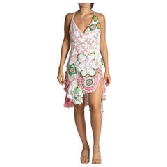 MC Pink & Green Cotton Crochet Lace Dress