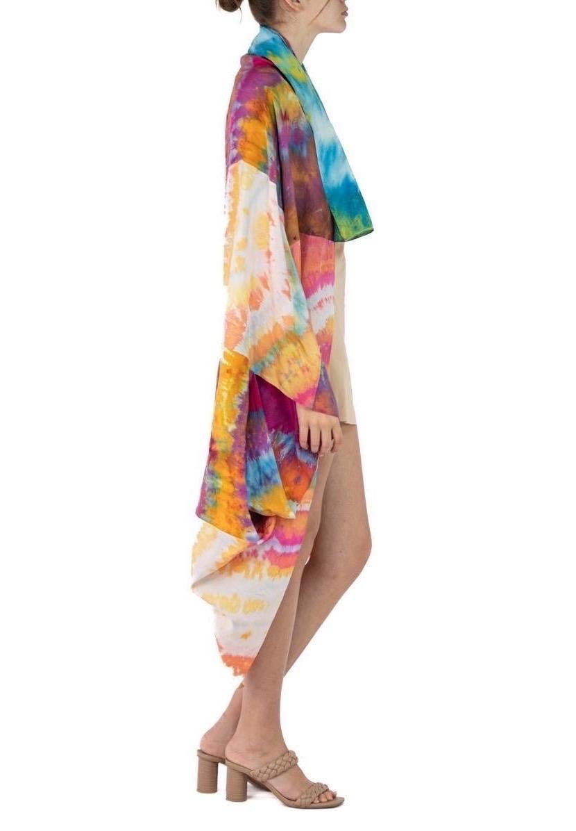Women's or Men's Morphew Collection Pink, Orange & Aqua Silk Ice Dyed Cocoon For Sale