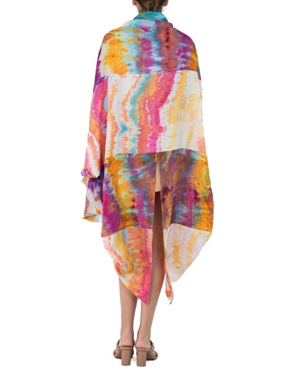 Morphew Collection Pink, Orange & Aqua Silk Ice Dyed Cocoon For Sale 4