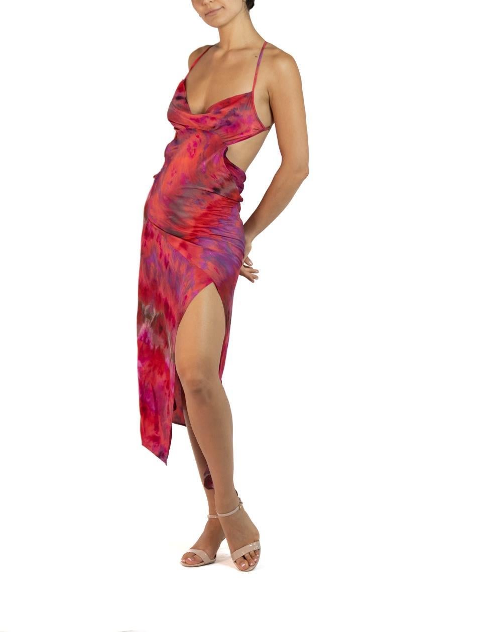 Women's Morphew Collection Pink, Purple & Orange Silk Ice Dyed Dress For Sale