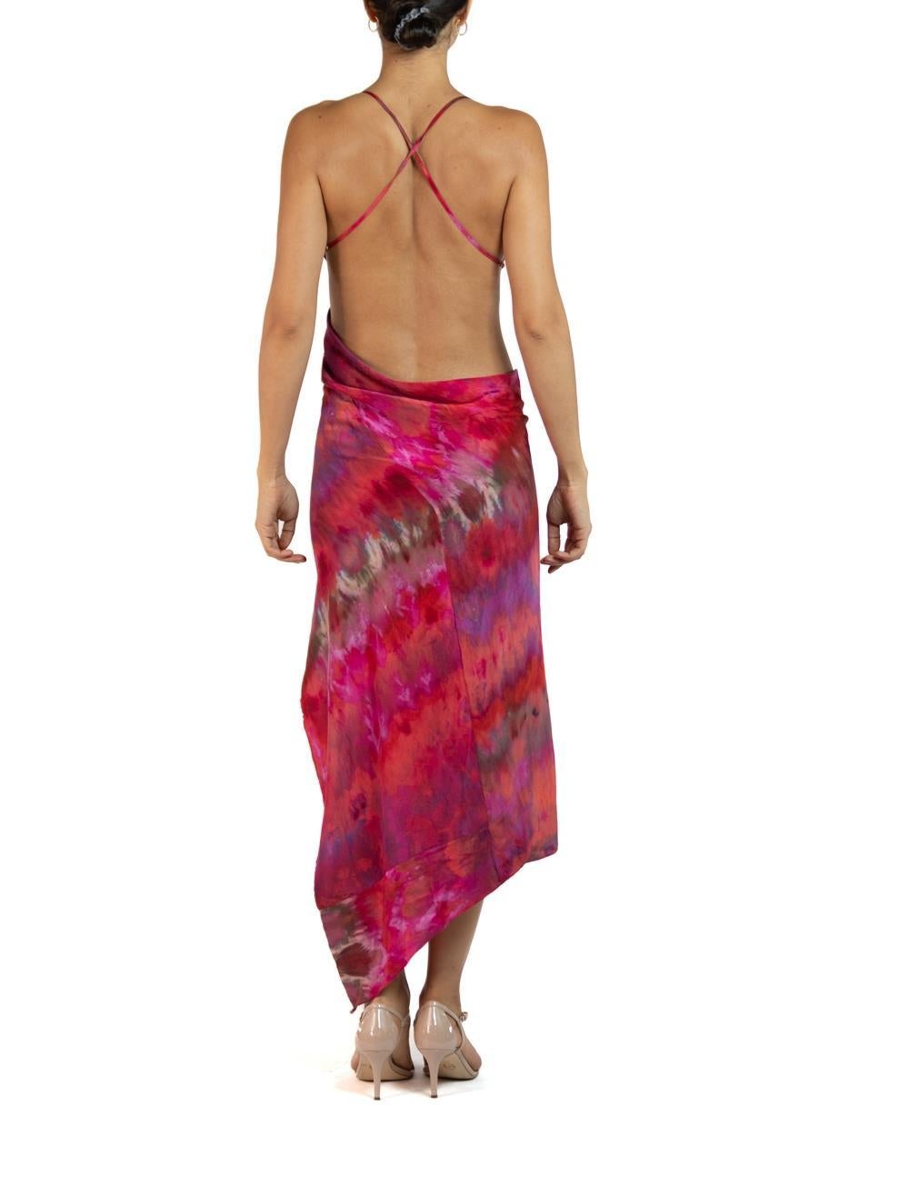 Morphew Collection Pink, Purple & Orange Silk Ice Dyed Dress For Sale 2