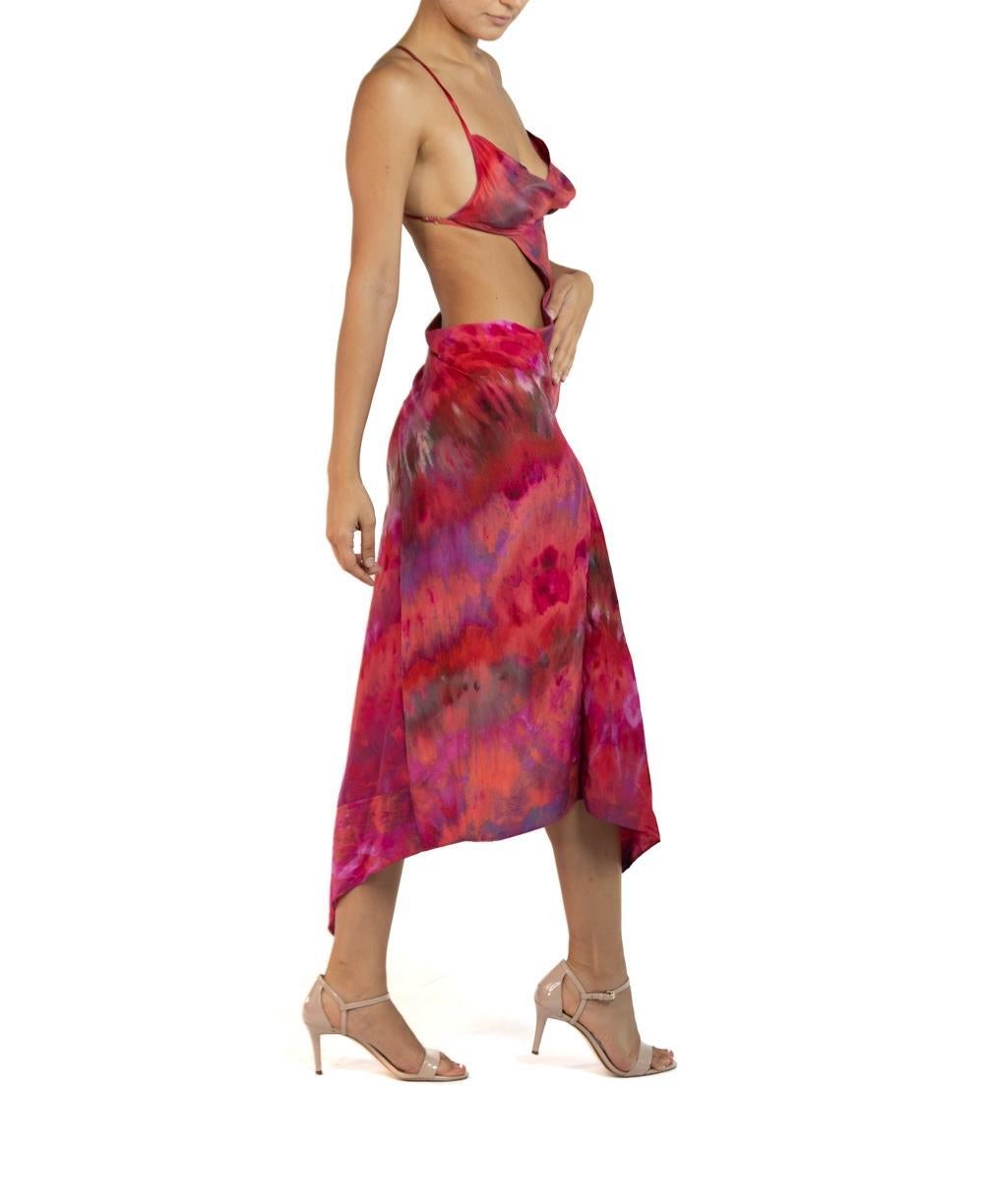 Morphew Collection Pink, Purple & Orange Silk Ice Dyed Dress For Sale 3