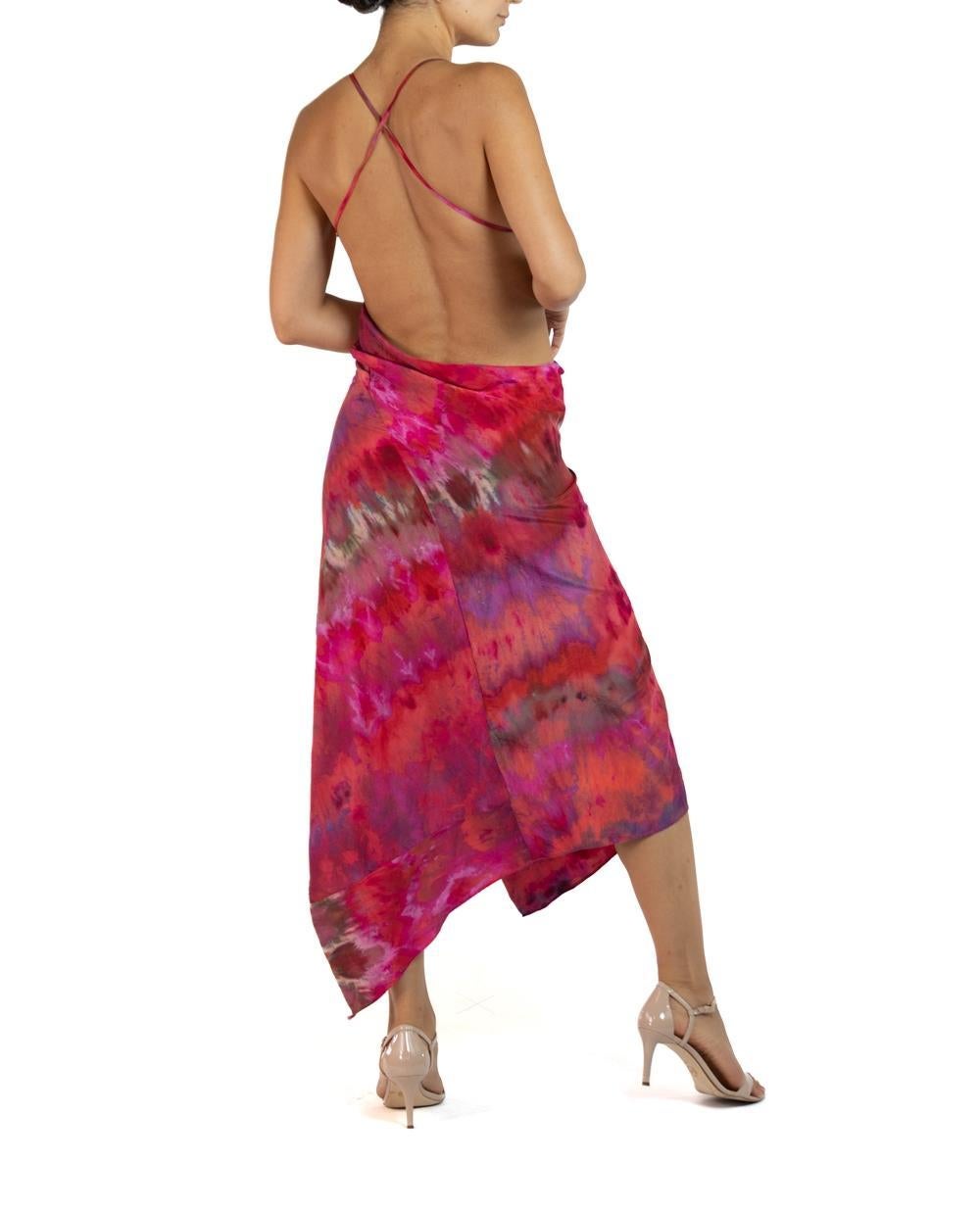Morphew Collection Pink, Purple & Orange Silk Ice Dyed Dress For Sale 4