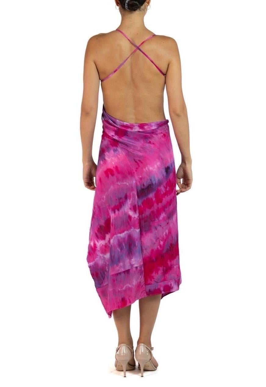Morphew Collection Pink & Purple Silk Ice Dyed Patchwork Dress For Sale 2