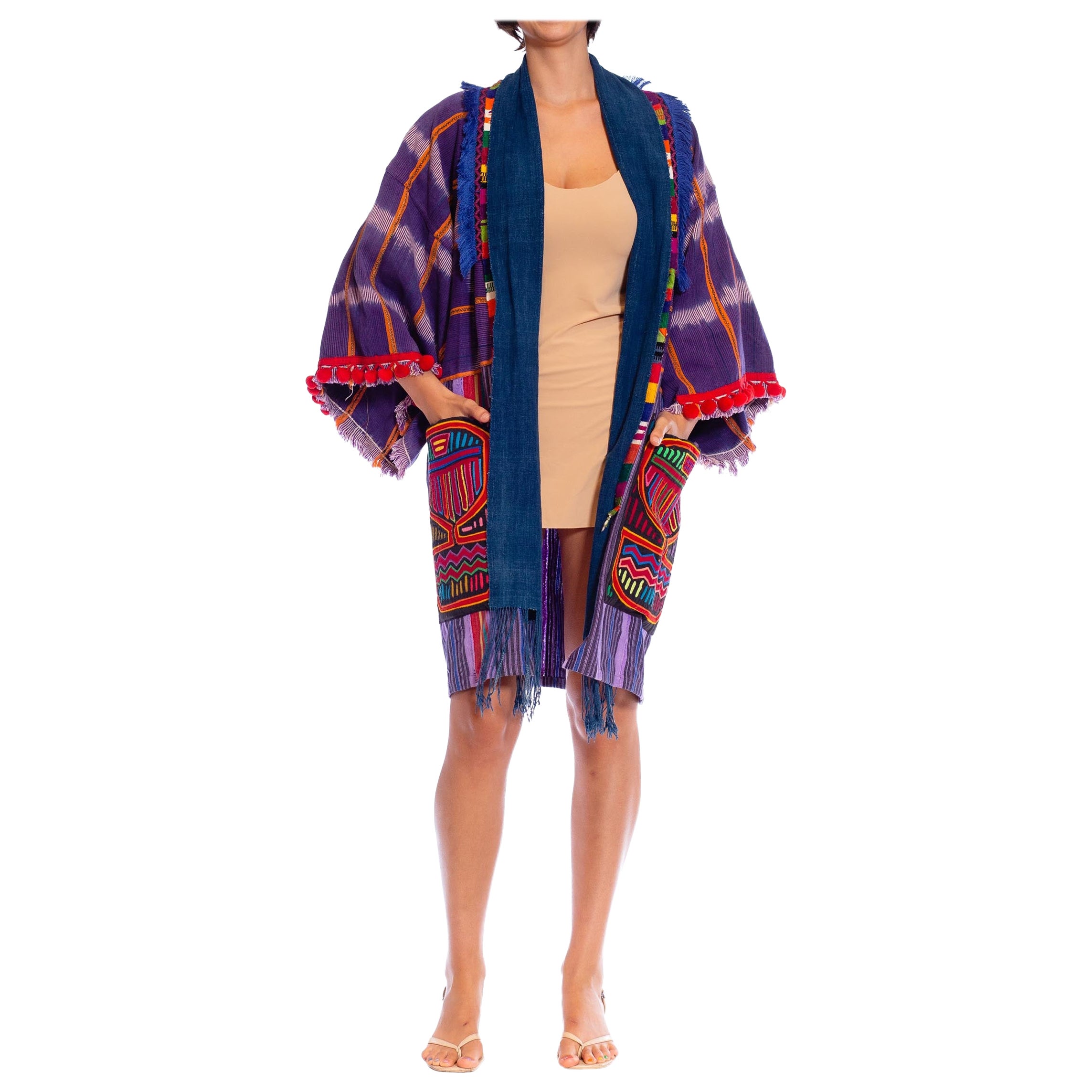 MORPHEW COLLECTION Purple African Indigo Unisex Spolverino da Spiaggia Con Sud Am in vendita