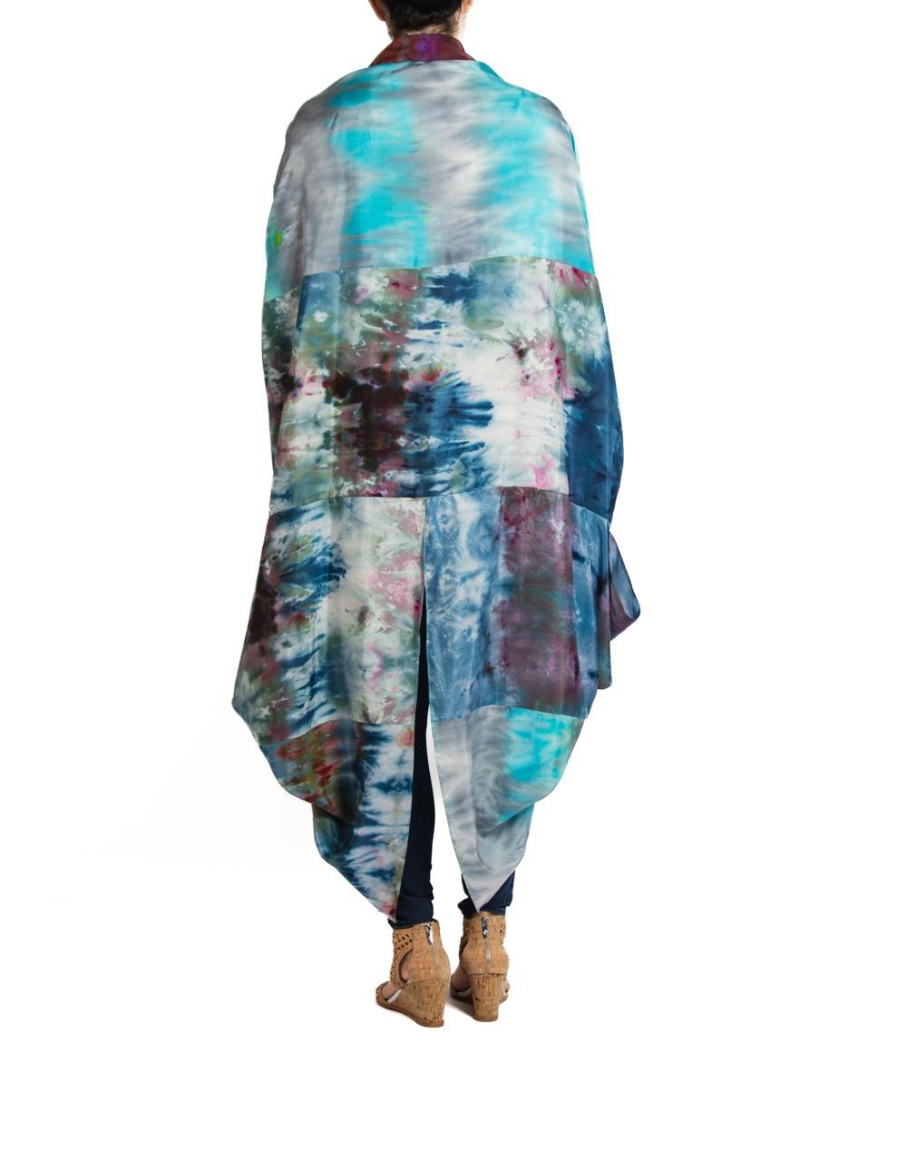Morphew Collection Purple & Aqua Silk Ice Dyed Cocoon For Sale 2