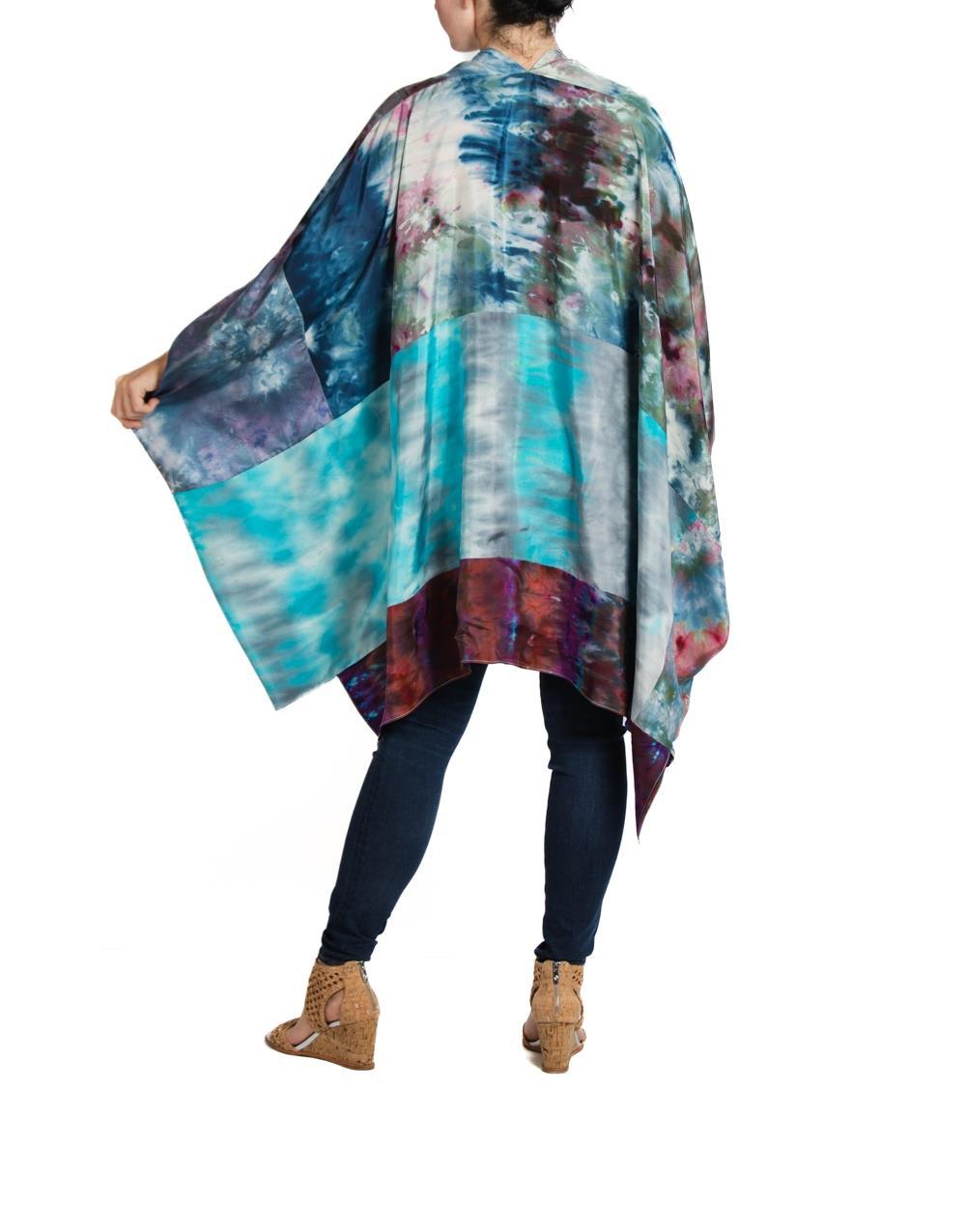 Morphew Collection Purple & Aqua Silk Ice Dyed Cocoon For Sale 3