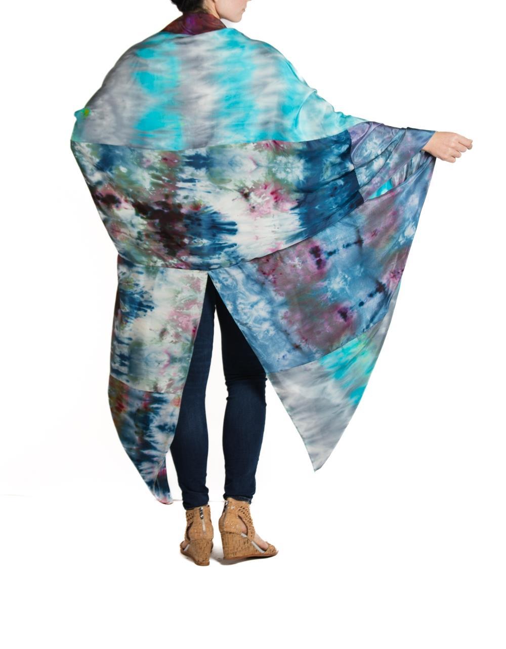 Morphew Collection Purple & Aqua Silk Ice Dyed Cocoon For Sale 4