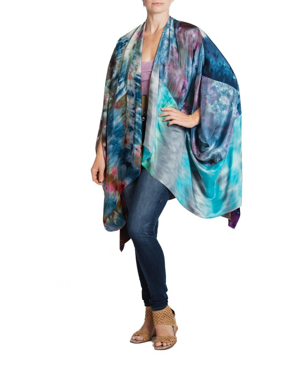 Morphew Collection Purple & Aqua Silk Ice Dyed Cocoon For Sale 5
