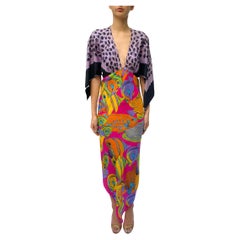 Morphew Collection Purple 
Black Multi Silk Sea Life Print 2-Scarf Dress Made