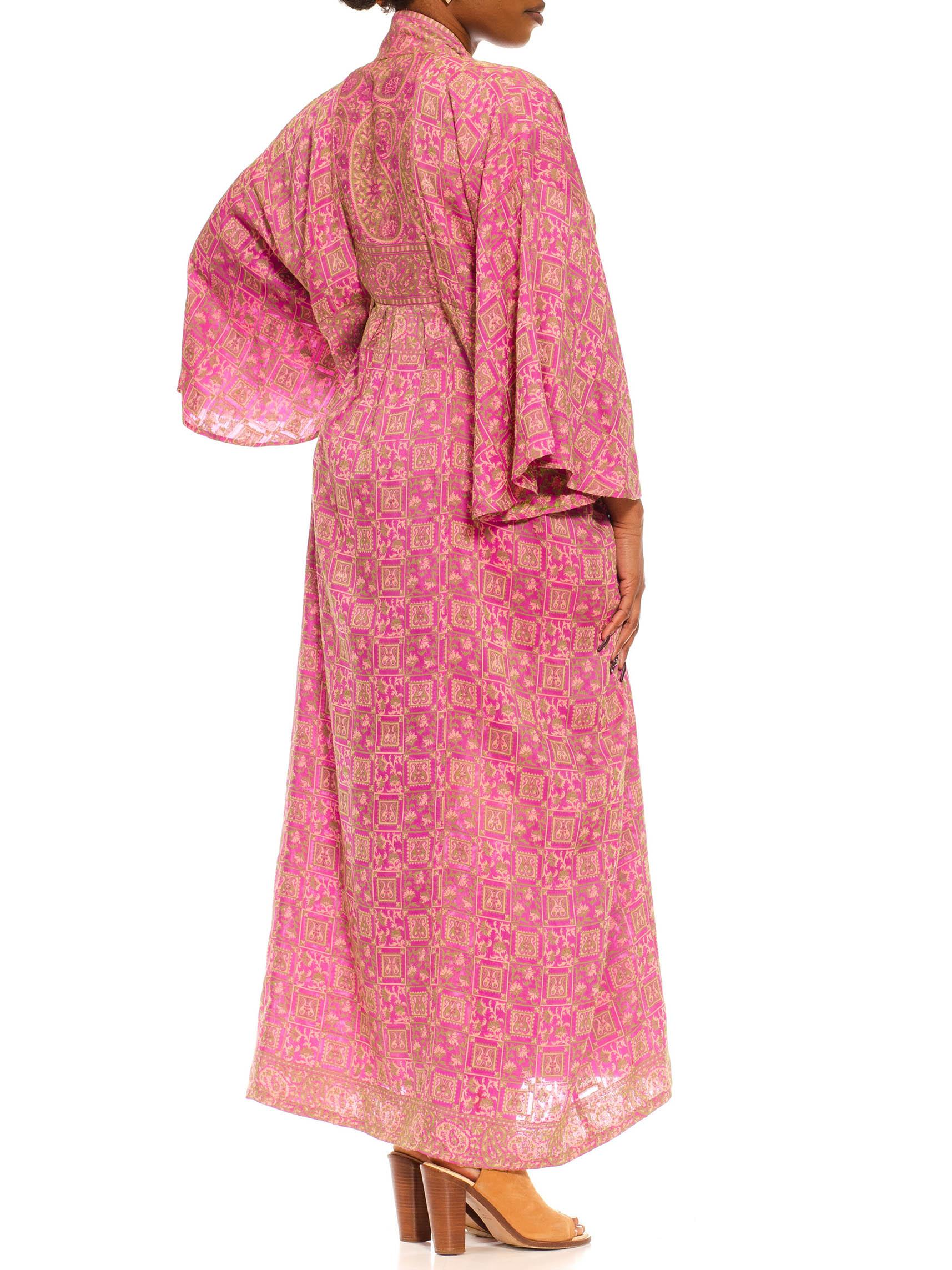 Women's MORPHEW COLLECTION Lilac & Green Silk Geometric Paisley Kaftan Made From Vintag For Sale