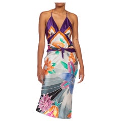 MORPHEW COLLECTION Purple Orange 
Aqua  Silk Twill Sagittarius Multi-Way Scarf