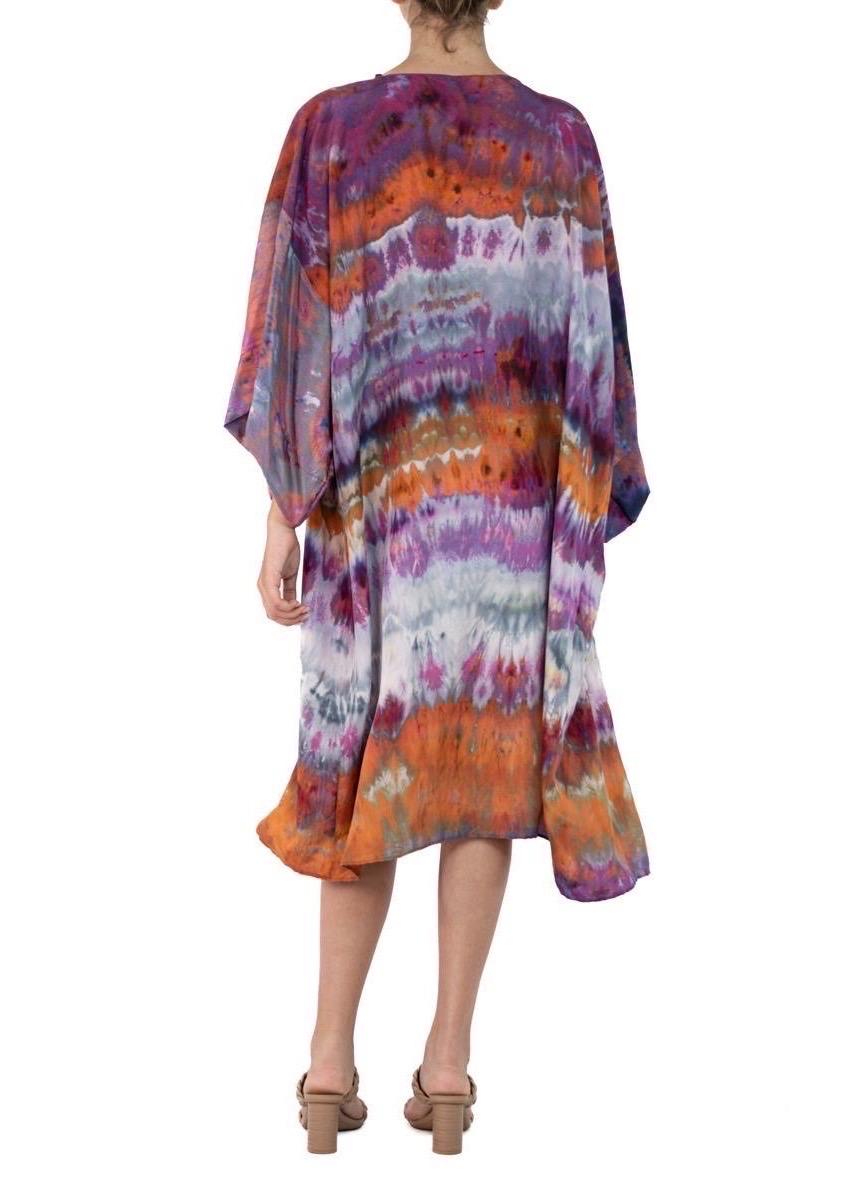 Morphew Collection Purple, Orange & Gray Silk Kimono For Sale 1