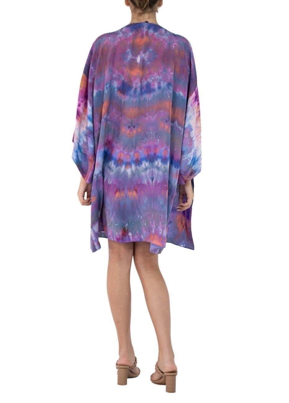 Morphew Collection Purple & Orange Silk Kimono In Excellent Condition For Sale In New York, NY